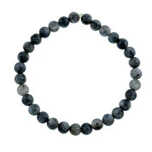 6mm Black Larvikite Bead Stretch Bracelet 6.5"